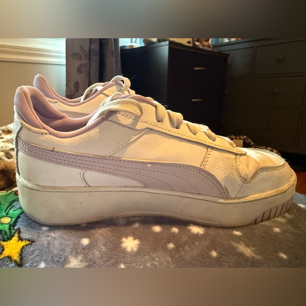 Puma Women's White and Lavender Sneakers